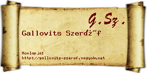 Gallovits Szeráf névjegykártya